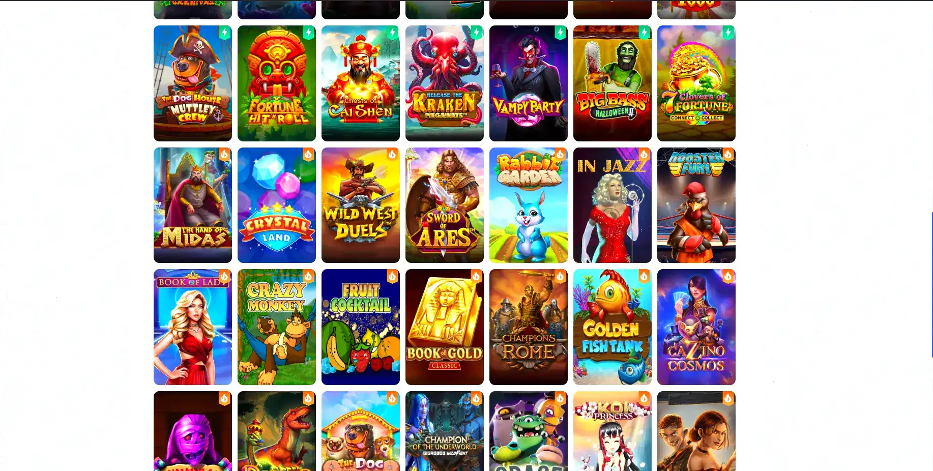 Игровой интерфейс казино Слот Геймс с автоматами